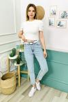 153828 Acik Mavi Kemerli Mom Jean